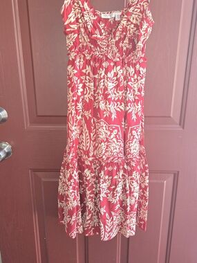 Funky People Red Floral Midi Dress Size S